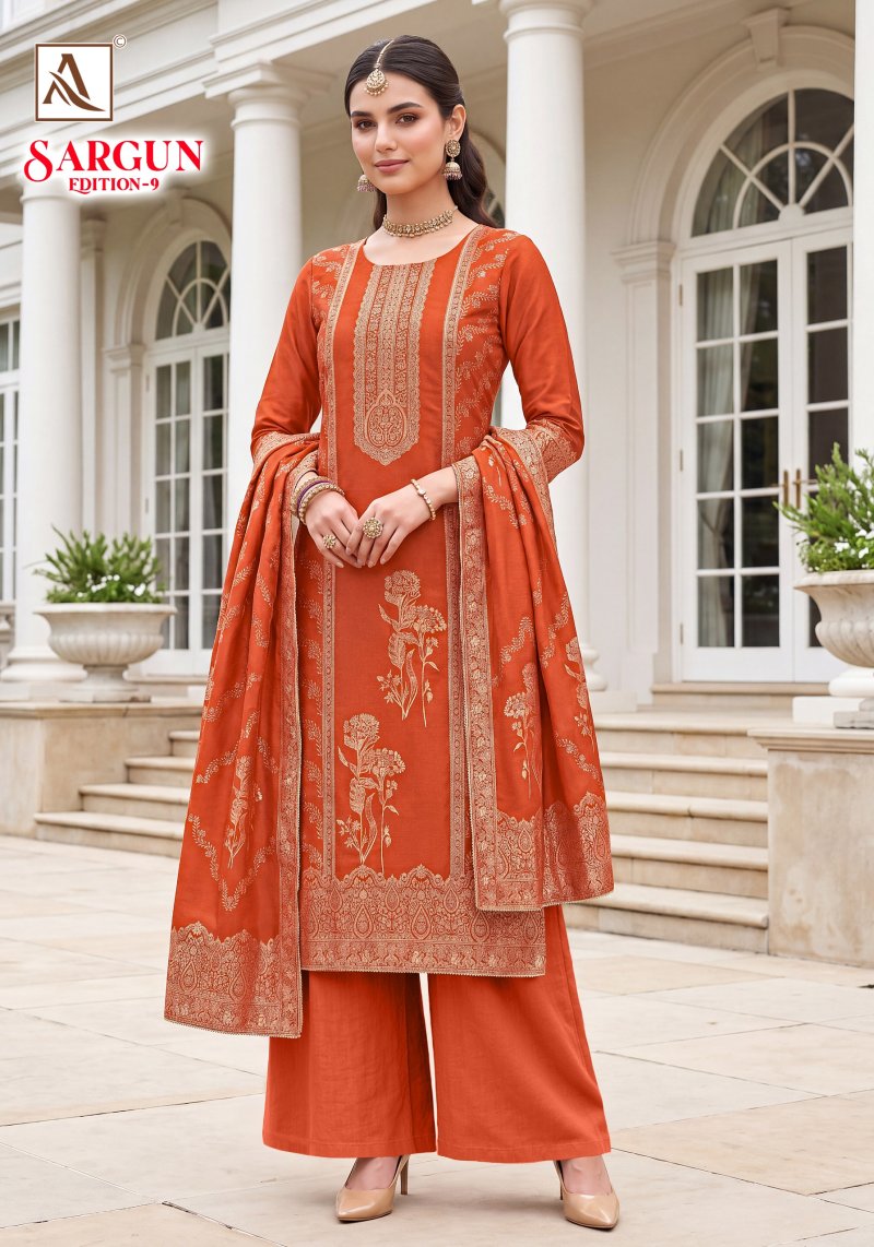 Sargun Edition 9 By Alok Viscose Maslin Jacquard Dress Material 